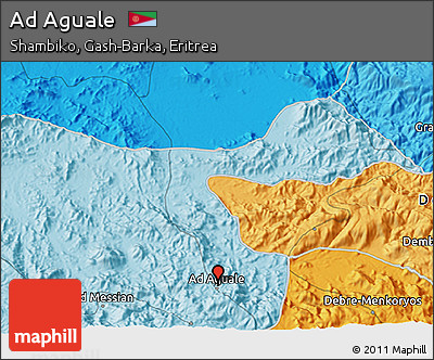 Political 3D Map of Ad Aguale