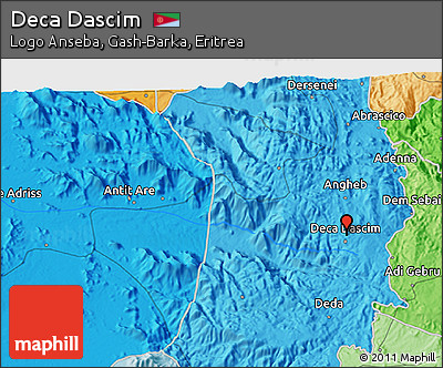 Political 3D Map of Deca Dascim