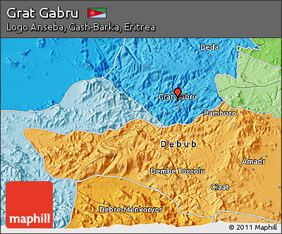 Political 3D Map of Grat Gabru