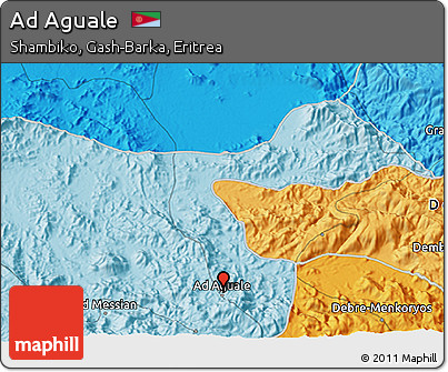 Political 3D Map of Ad Aguale