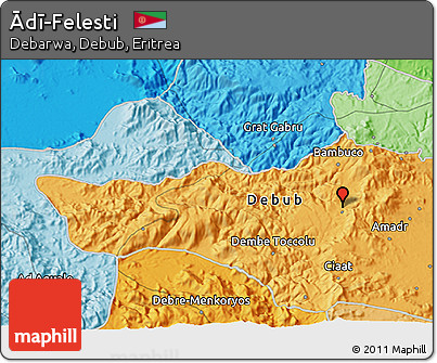 Political 3D Map of Ādī-Felesti