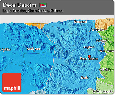 Political 3D Map of Deca Dascim