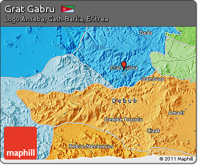 Political 3D Map of Grat Gabru