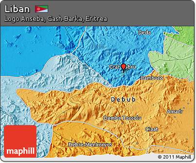 Political 3D Map of Liban