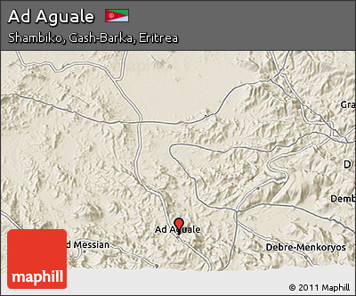 Shaded Relief 3D Map of Ad Aguale