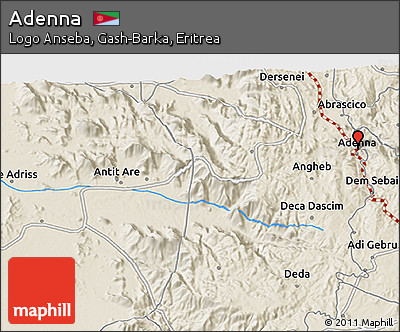 Shaded Relief 3D Map of Adenna