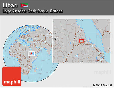 Gray Location Map of Liban