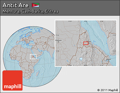 Gray Location Map of Antit Are, hill shading