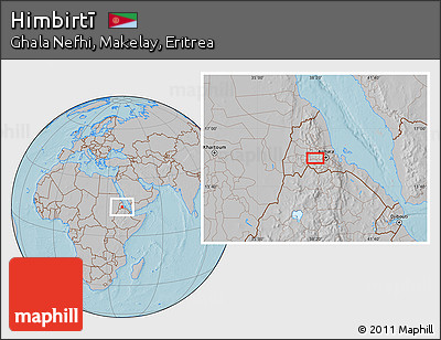 Gray Location Map of Himbirtī, hill shading