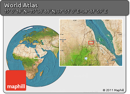 Satellite Location Map of the Area around 15° 17' 31" N, 38° 19' 30" E