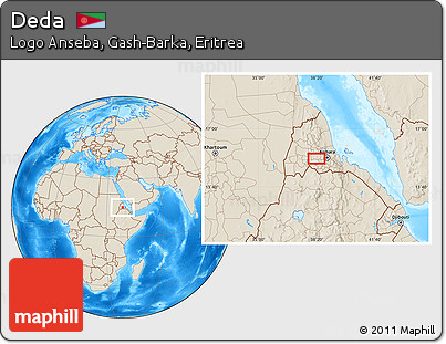 Shaded Relief Location Map of Deda