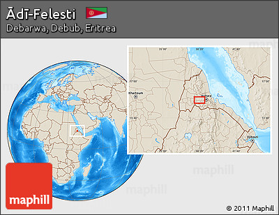 Shaded Relief Location Map of Ādī-Felesti