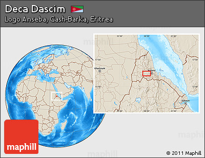 Shaded Relief Location Map of Deca Dascim