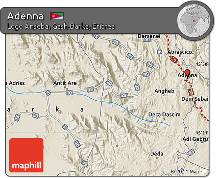 Shaded Relief Map of Adenna