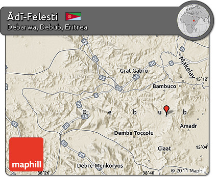 Shaded Relief Map of Ādī-Felesti