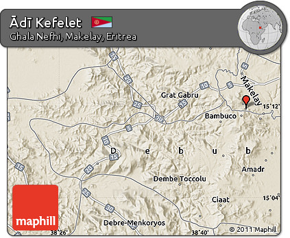 Shaded Relief Map of Ādī Kefelet
