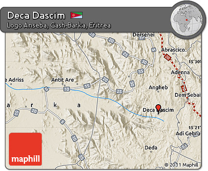 Shaded Relief Map of Deca Dascim