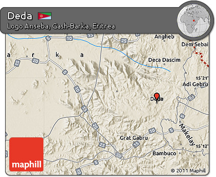 Shaded Relief Map of Deda