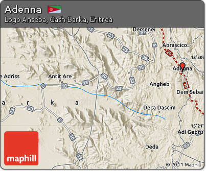 Shaded Relief Map of Adenna