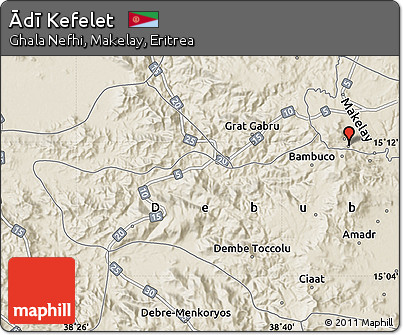 Shaded Relief Map of Ādī Kefelet