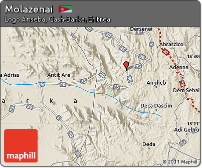 Shaded Relief Map of Molazenai