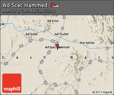 Shaded Relief Map of Ad Scec Hammed