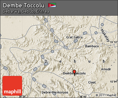 Shaded Relief Map of Dembe Toccolu