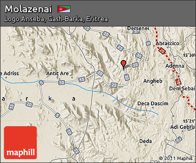 Shaded Relief Map of Molazenai