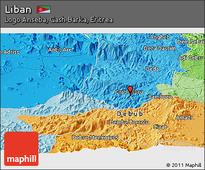 Political Panoramic Map of Liban