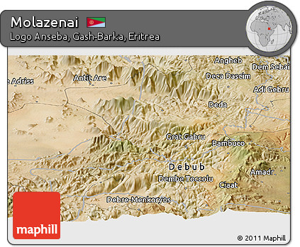 Satellite Panoramic Map of Molazenai