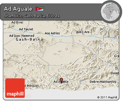 Shaded Relief Panoramic Map of Ad Aguale