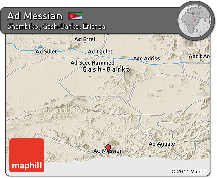 Shaded Relief Panoramic Map of Ad Messian