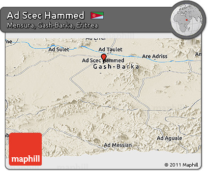 Shaded Relief Panoramic Map of Ad Scec Hammed