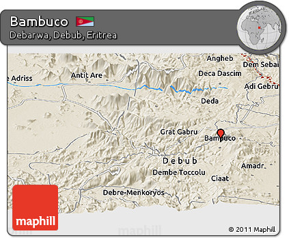 Shaded Relief Panoramic Map of Bambuco