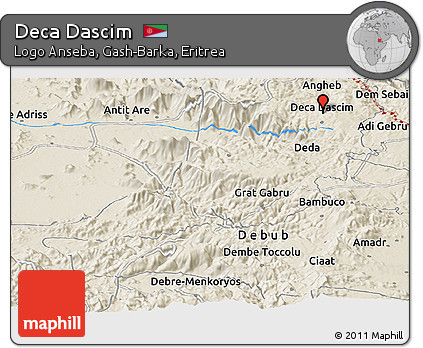 Shaded Relief Panoramic Map of Deca Dascim