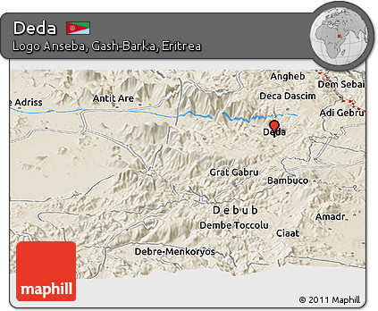 Shaded Relief Panoramic Map of Deda