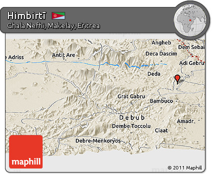 Shaded Relief Panoramic Map of Himbirtī