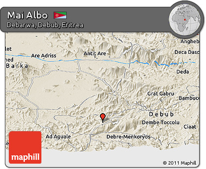 Shaded Relief Panoramic Map of Mai Albo