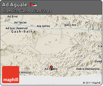 Shaded Relief Panoramic Map of Ad Aguale