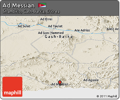 Shaded Relief Panoramic Map of Ad Messian