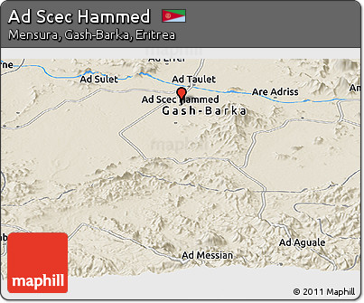 Shaded Relief Panoramic Map of Ad Scec Hammed