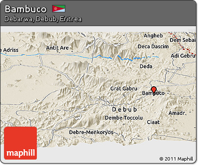 Shaded Relief Panoramic Map of Bambuco