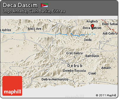 Shaded Relief Panoramic Map of Deca Dascim