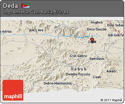 Shaded Relief Panoramic Map of Deda