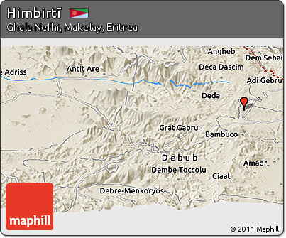 Shaded Relief Panoramic Map of Himbirtī