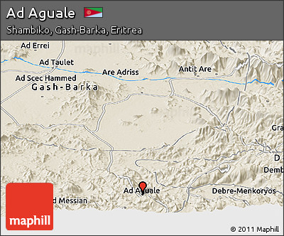 Shaded Relief Panoramic Map of Ad Aguale