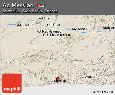 Shaded Relief Panoramic Map of Ad Messian