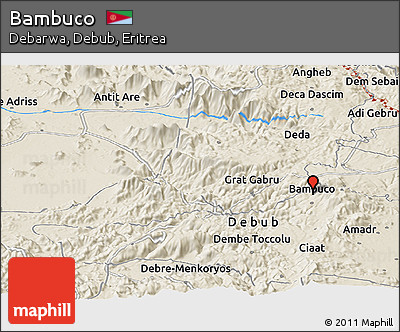 Shaded Relief Panoramic Map of Bambuco