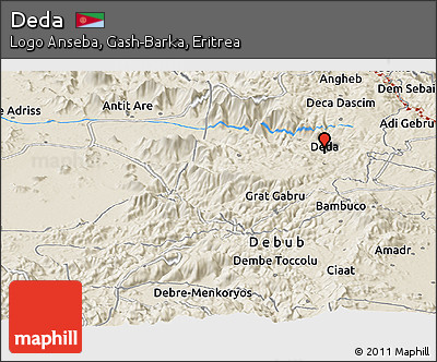 Shaded Relief Panoramic Map of Deda