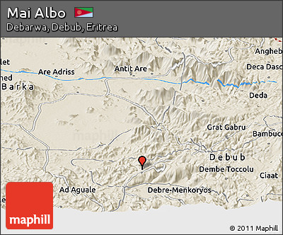 Shaded Relief Panoramic Map of Mai Albo